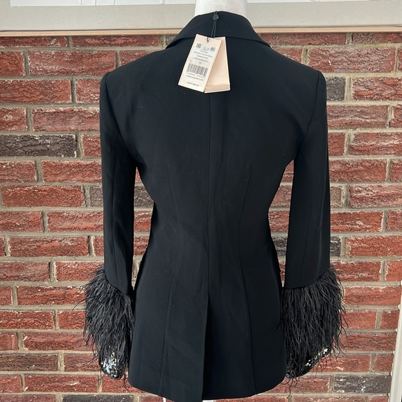 CINQ À SEPT Cheyenne Feather and Sequin Trim Blazer - Picture 6 of 8